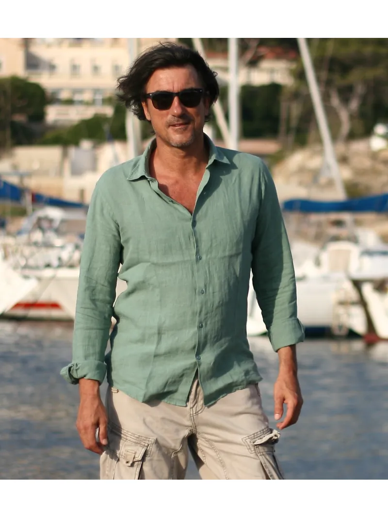 Chemise en lin homme Vert