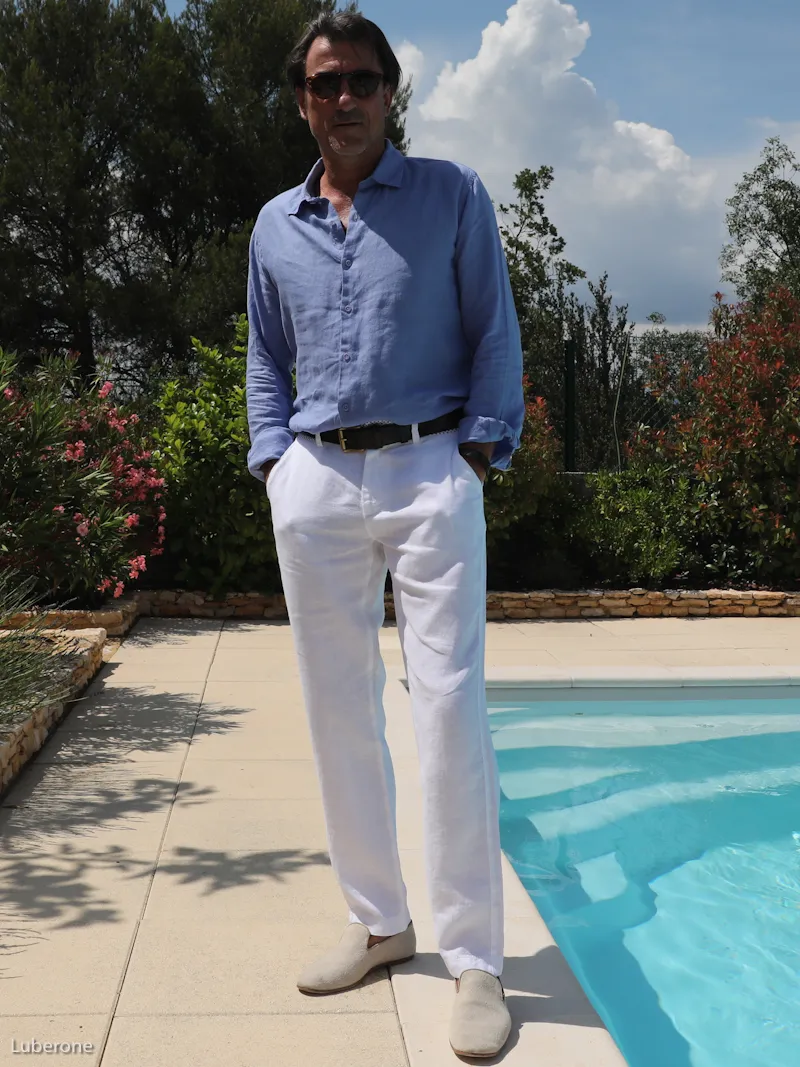 White linen pants for men