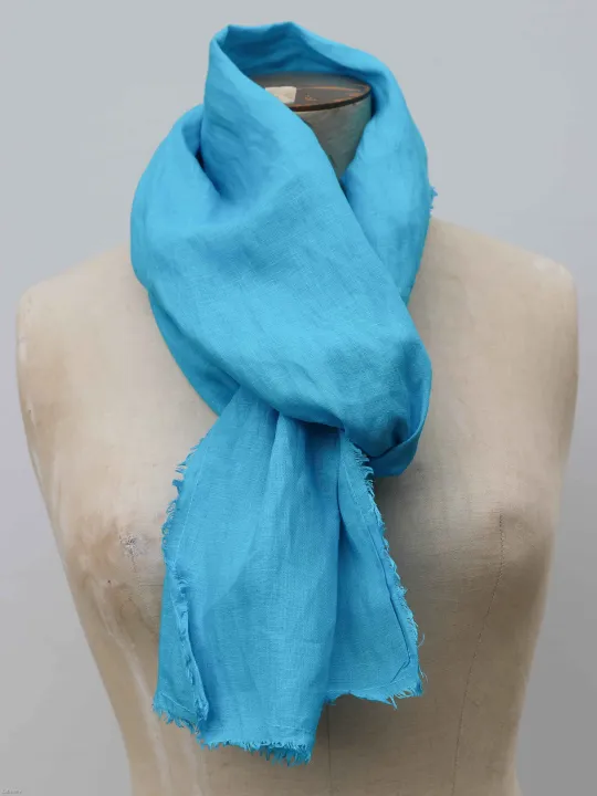 Turquoise linen scarf