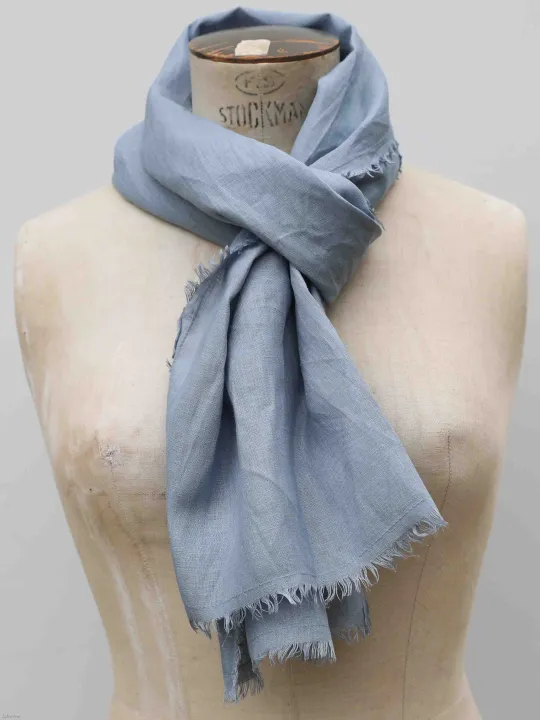 Blue linen scarf