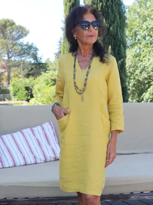 Robe lin jaune