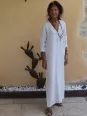 Robe longue en lin manche longue sable