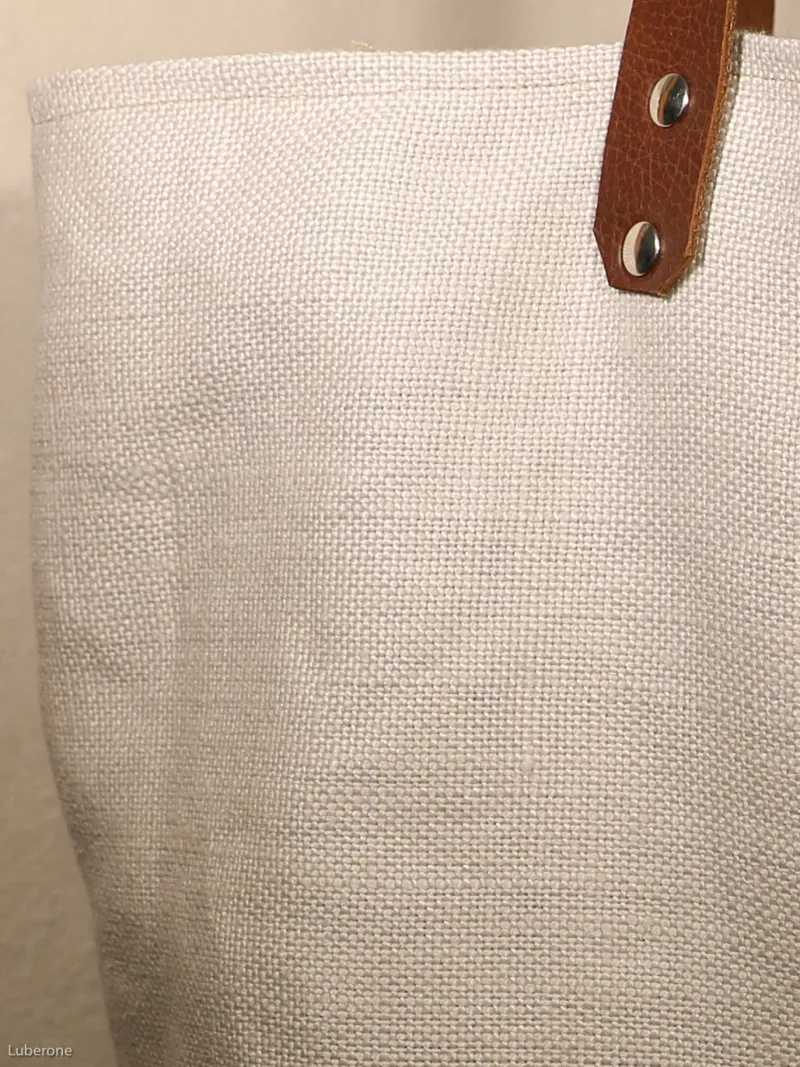 Silver grey linen tote bag